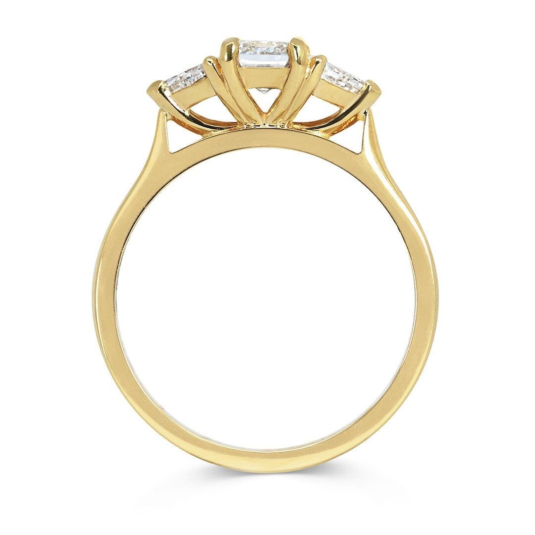 2.3CT Emerald Cut Moissanite Three Stone 925 Sterling Silver Valentine Gift Ring