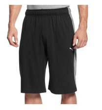 Pantalones Cortos Puma Jersey Form 10" Rayas Negros Para Hombre Medianos Grandes 2XL NUEVOS CON ETIQUETAS