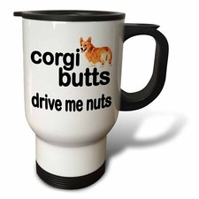3dRose Corgi butts drive me nuts 14oz Stainless Steel Travel Mug