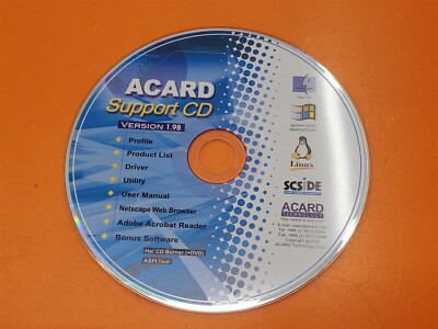       Acard Support CD Version 1.98 Disc Only No Case.