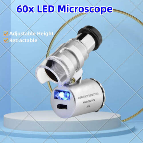 Mini 60X Microscope with LED Light Handheld High Definition Pocket Jewelry Loupe