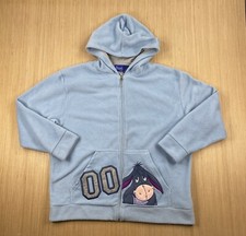 Disney Pooh Fleece Hoodie Womens XL Blue Eeyore Sweater Sweatshirt Full Zip 90s