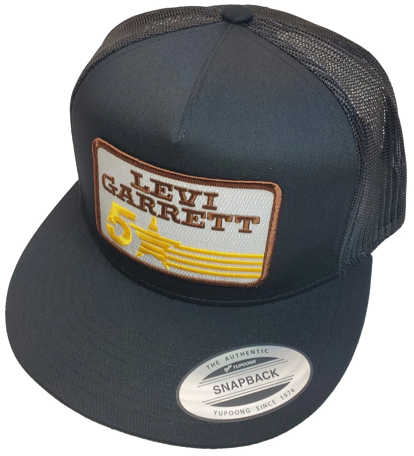 Levi Garrett Patch Trucker Hat Yupoong / YP Classics 6006 Black/Black