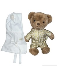 Fao Schwarz Bear Bathrobe Pj s Stuffed Animal Plush Brown White Cozy Robe