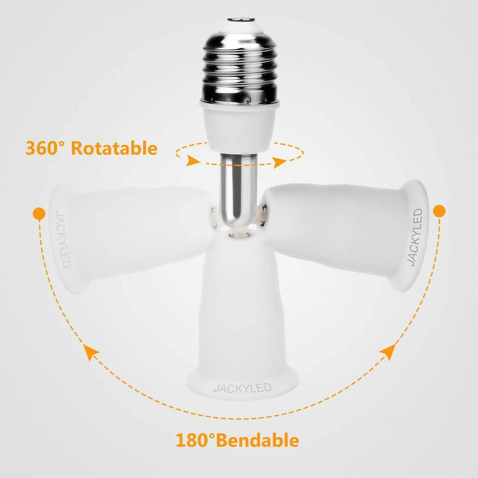 4 Pack E26/E27 Light Socket Extender 4.5 Inch Extension Adjustable Vertical 90° - Image 3 of 4