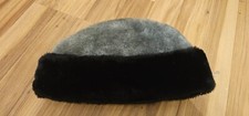 Vintage Mid Century Old Man Ambassador Winter Hat Ear Flaps Gray Black Small