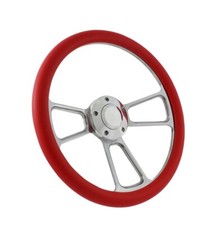 1970 -1977 Ranchero Polished Billet Red Vinyl Half Wrap Steering Wheel Kit