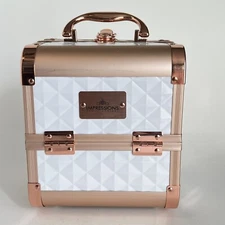 Impressions Vanity Co Makeup Vanity Travel Mirror Train Case White Rose Gold