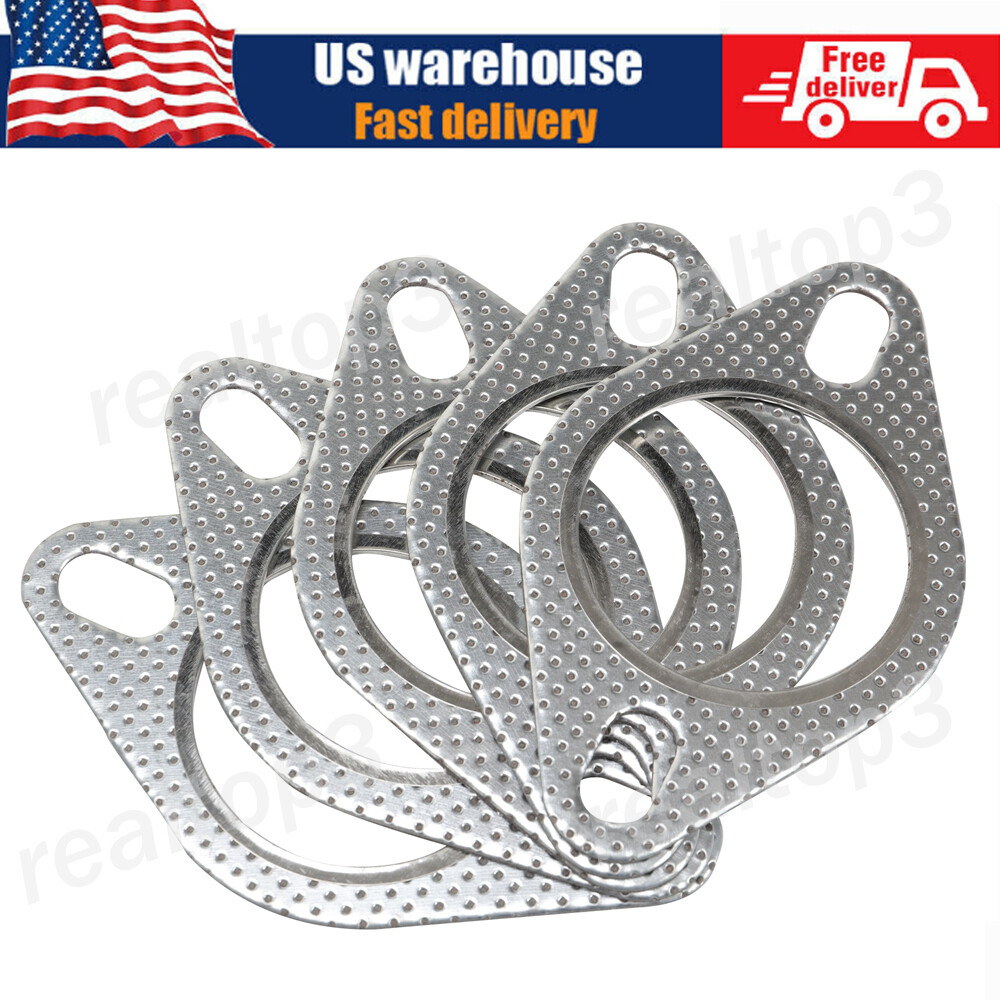 5PCS Car 2 Bolt High Temp Exhaust Gasket Flange 2.5in Cylinder Head Gasket Kit