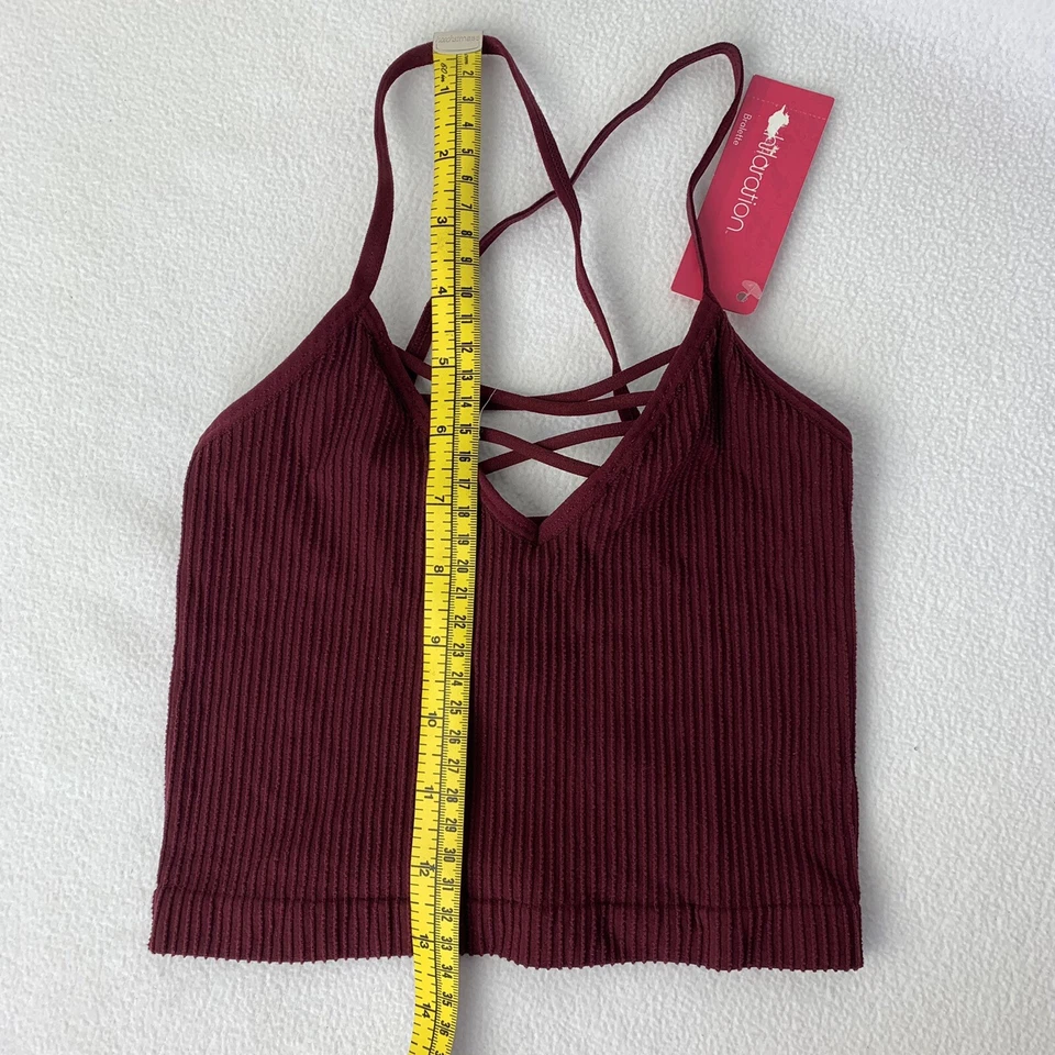 Bralette rojo borgoña acanalado con tiras sin alambre Xhilaration XS nuevo con etiquetas Foto 3 de 4