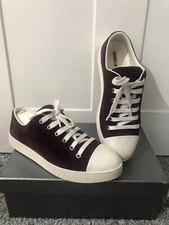 Prada ‘Calzature Donna’ Deep Purple And White Suede Trainers / Slip Ons