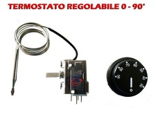 TERMOSTATO REGOLABILE CON SONDA BULBO 0° - 90°C STUFA IDRO CALDAIA TERMOCAMINO