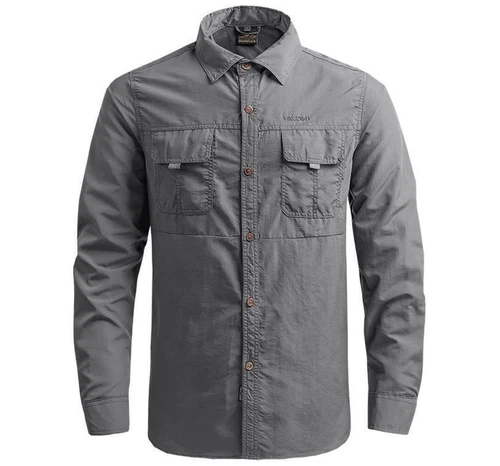 Mens Quick Dry Long Sleeve Shirts Breathable Hiking Work Military Army Shirt Top - Picture 17 of 38