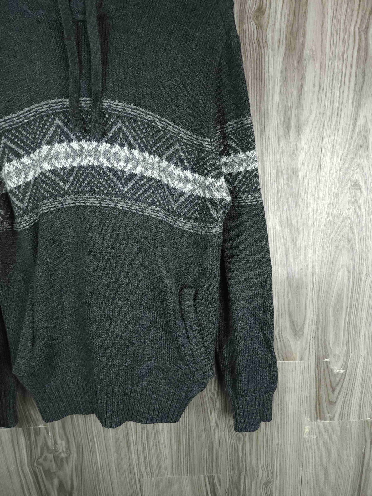 American Eagle Gray Patterned Drawstring Hooded S… - image 2