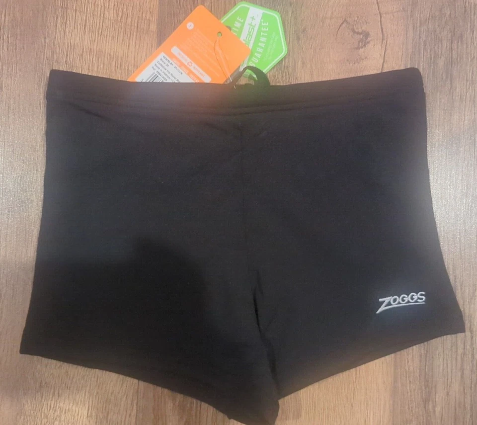 Zoggs Boy's BOARD SHORTS Cottesloe Hip Racer Swim Shorts Black 10 Years