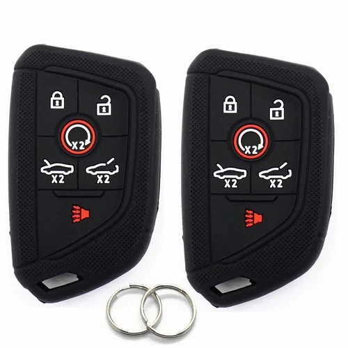2Pcs 6 Buttons Black Silicone For Chevrolet Corvette C8 Key Case Fob Cover