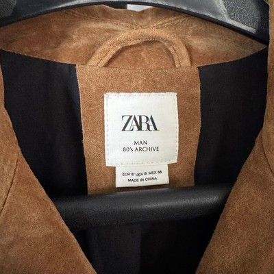 Zara Man 80's Archive Suede Shaded Brown Oversized Jacket S NEW