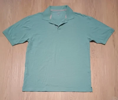 Vtg DOCKERS Premium Golf Teal Blue Jacquard Striped Logo Polo Shirt M - Image 1 of 4