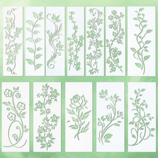 12pcs Floral Stencils Leaf Vine Painting Wall Craft Canvas Decor