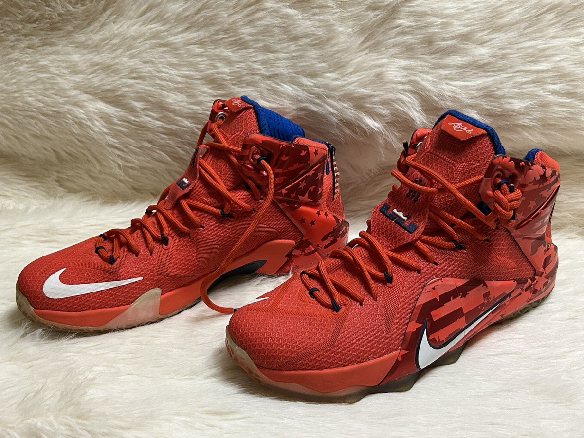 Nike Lebron 12 Independence Day Sneakers Men's Size 10 Red 684593