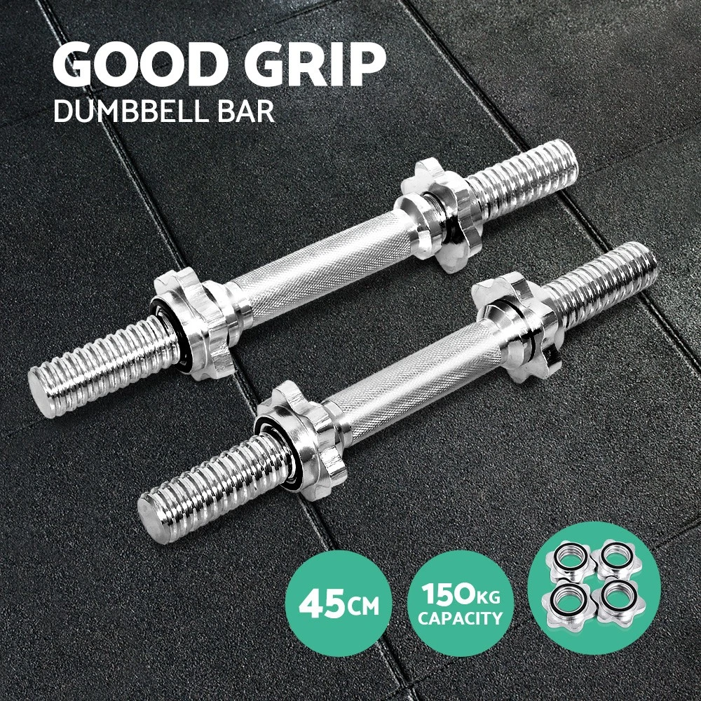 Everfit 45cm Dumbbell Bar Solid Steel Pair Gym Home Fitness 150KG Capacity
