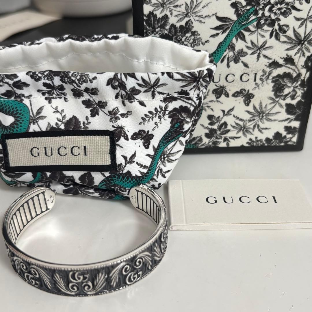 GUCCI Interlocking Marmont Bangle 925 Silver Engr… - image 11