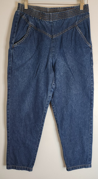 Vintage Lady Blair Women Mum Jeans Size 8 Sky Blue High Waist Elastic Loose Fit