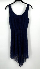 Love Reign Womens Dress Small Blue V Neck Stretchy Blue Lace Crochet Sleeveless