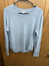 Athleta Women s XS Blue Solid Crewneck Long Sleeve Knit Pullover Sweatshirt