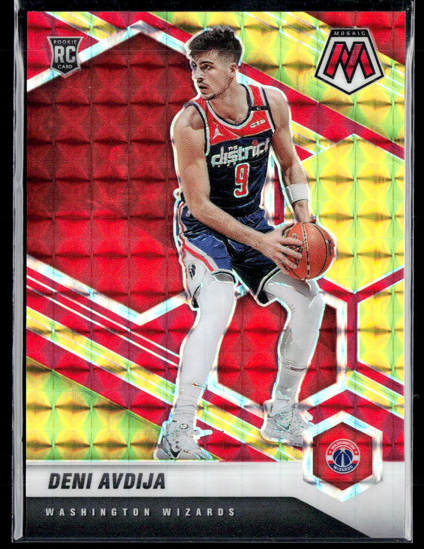 2020-21 Panini Mosaic #217 Deni Avdija Mosaic Choice Fusion Red and Yellow #/88