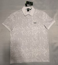 Hugo Boss White Printed Logo Polo . Size - S .