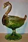 Salviati Murano Circa 1800's Hand Blown Art Glass Figural Swan Pedestal Compote
