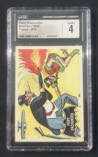 1966 Topps Batman Black Bat #19 Fiery Encounter — CGC 4