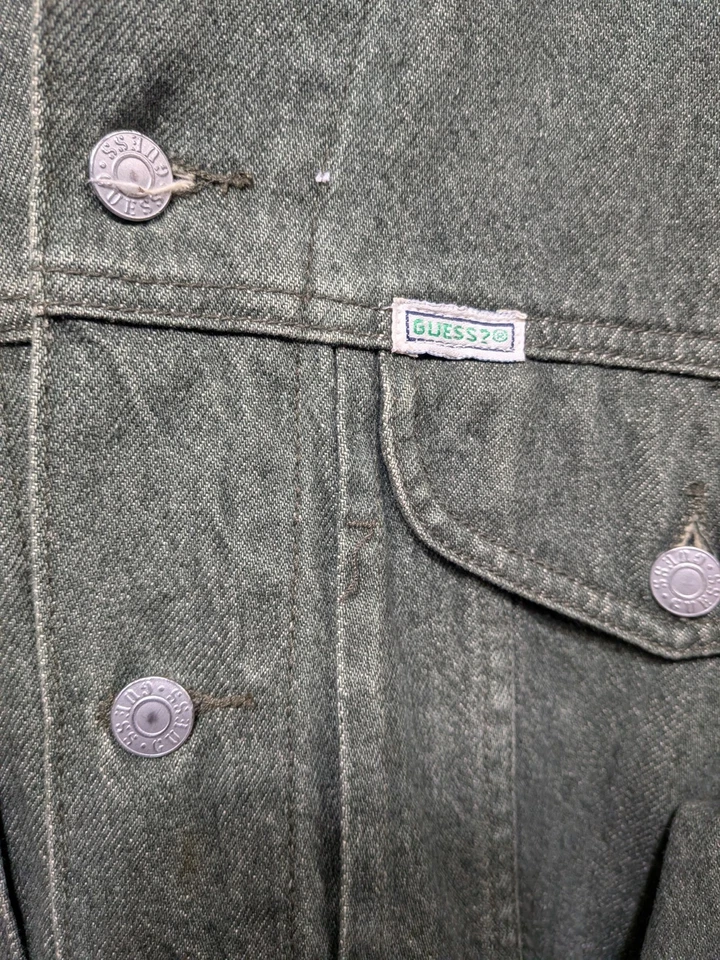 Vintage 80s Guess Denim Jacket Mens XL Georges Marciano Blue Green USA 38803 - Image 2 of 4