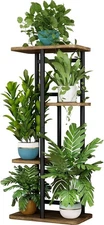 LINZINAR Plant Stand 4 Tier 5 Potted Indoor Plant Shelf Multiple Stands for Gard