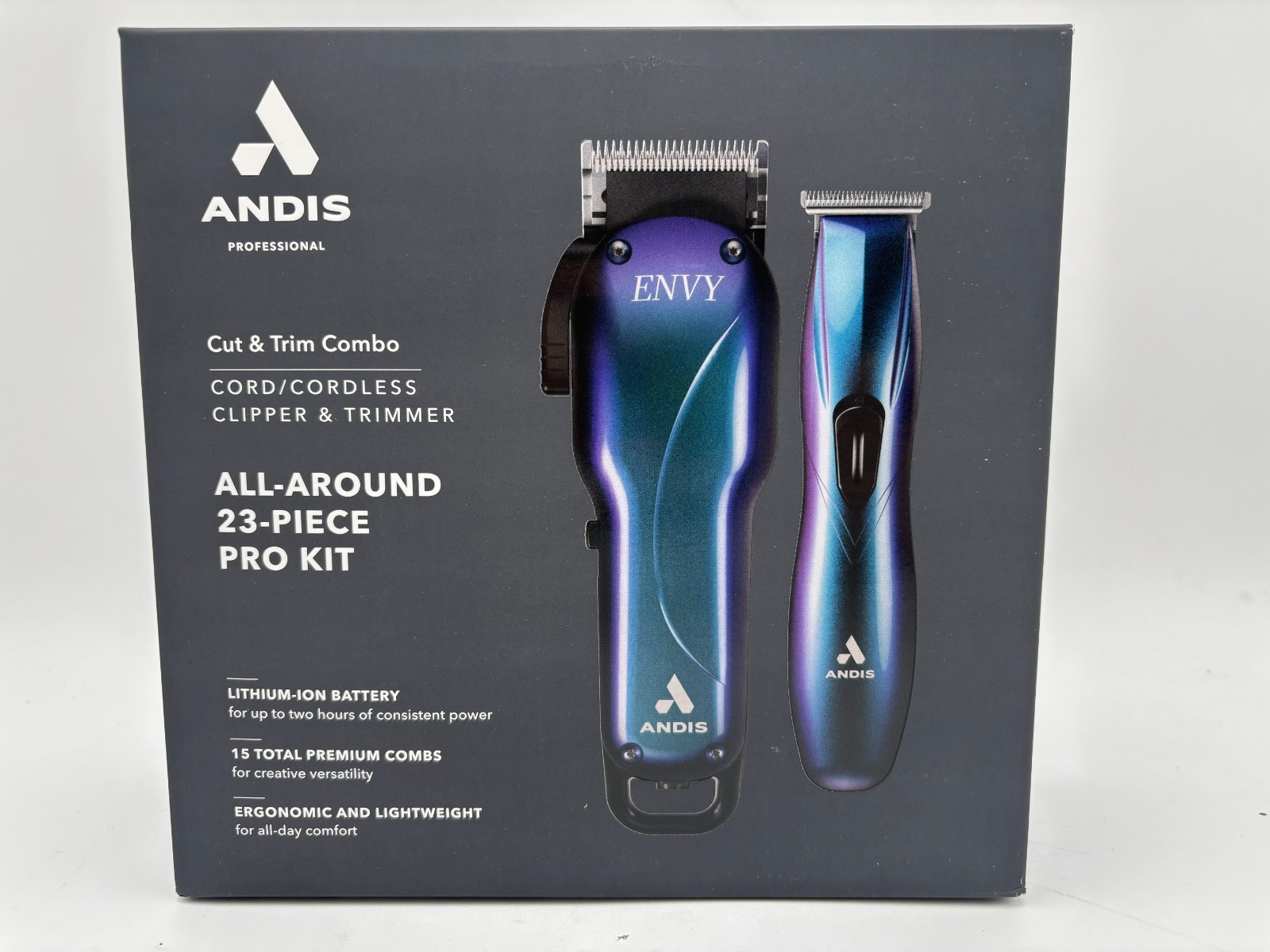 Andis Galaxy Envy Li Cordless Clipper & Slimline Pro Cordless Trimmer Galaxy NEW