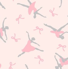 A.E. Nathan Pink Ballerina Dancer Cotton FLANNEL Fabric by the Yard