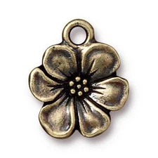Antiqued Brass Apple Blossom Charm 17x14mm Greece Pewter Large Hole