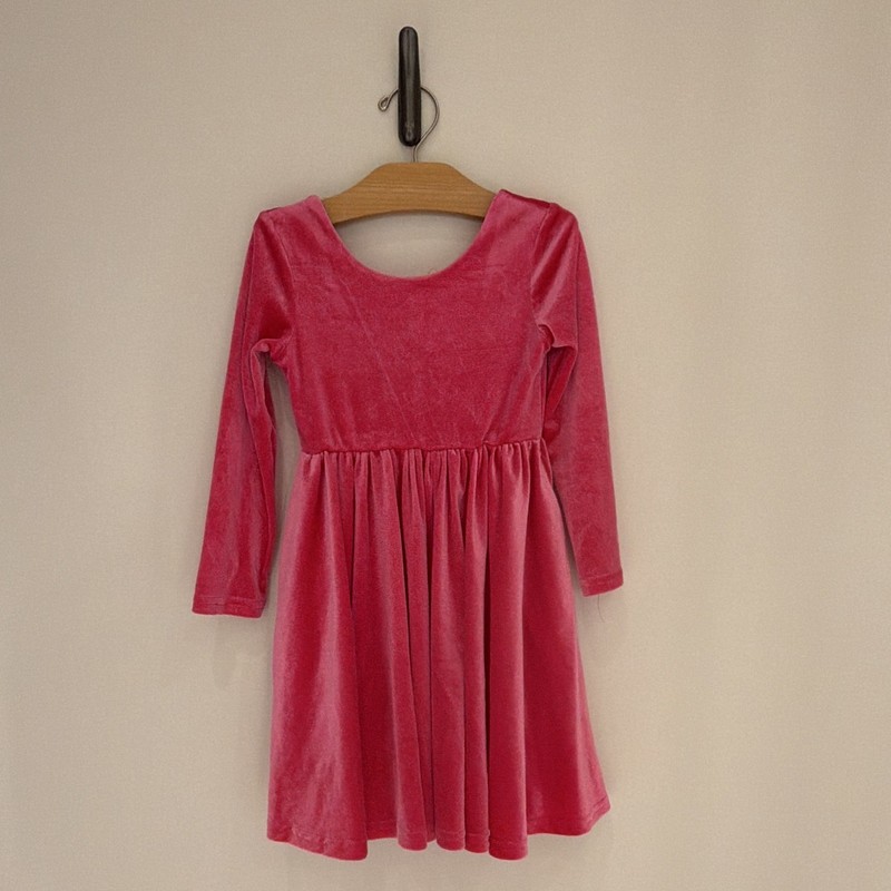 Ollie Jay Girls Pink Velvet twirl Dress Long Sleeve Scoop Neck 5