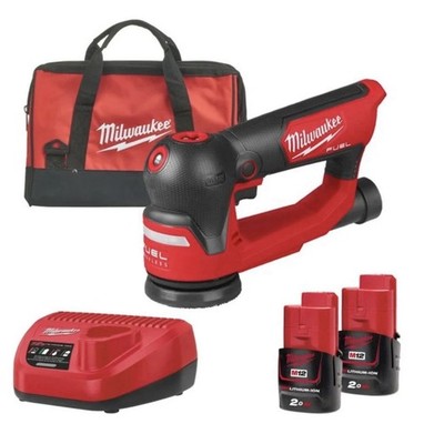 Milwaukee M12 FUEL FSDR75-202B Brushless 75mm Exzenterschleifer inkl. 2x 2,0Ah