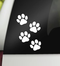 Dog Cat Paw Decal Sticker for Bumper or Window 4x6 Inch White Made in USA