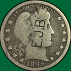 1895 Barber Quarter Good G Coin, Counterstamp #46788