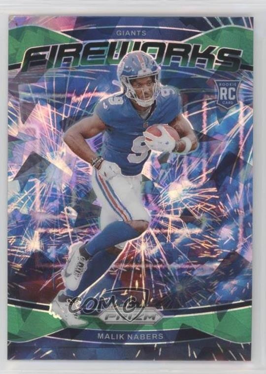 2024 Panini Prizm Fireworks Green Ice Prizm Malik Nabers #21 Rookie RC