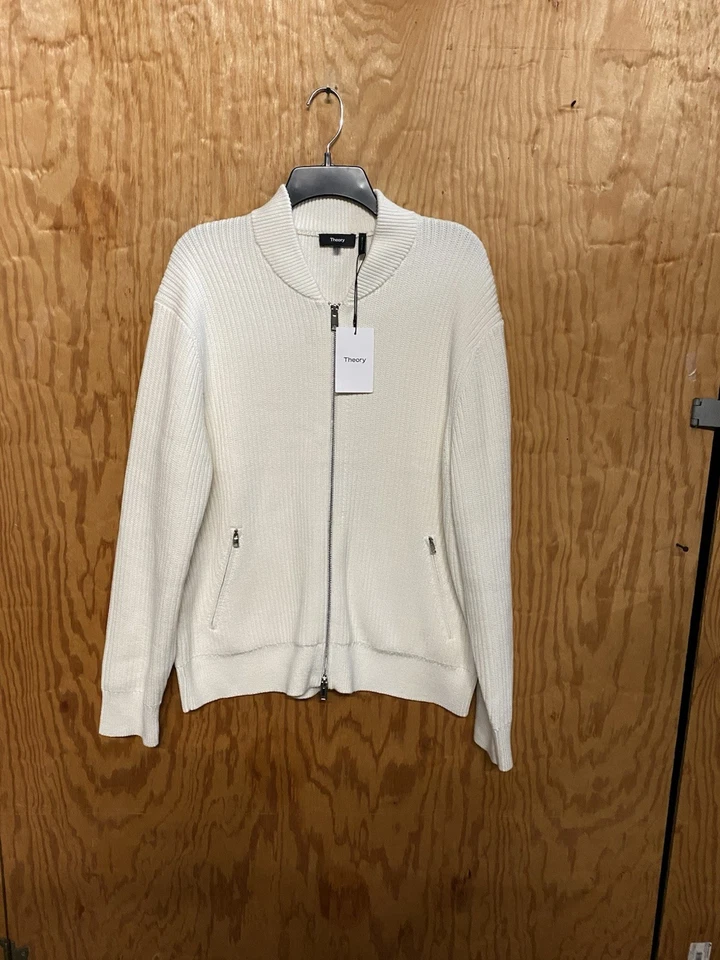Theory Men’s Ryke Cashton Rib Cotton & Cashmere Blend Zip Up Cardigan L . $365 - Image 2 of 4