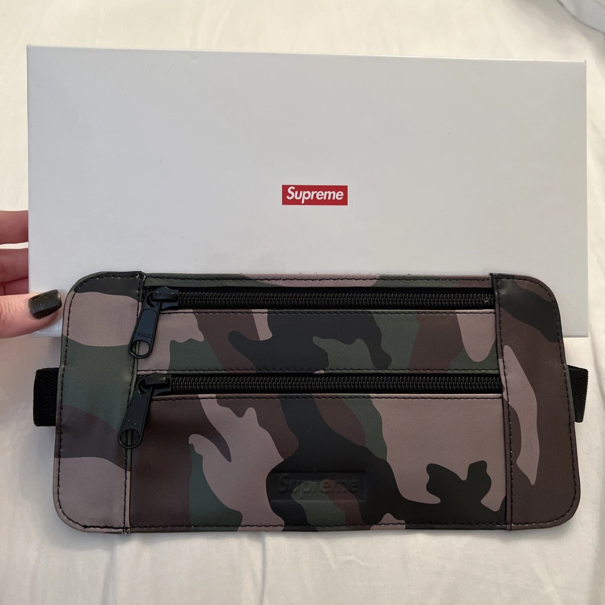 SUPREME LEATHER WAIST SHOULDER POUCH WOODLAND CAMO SS19B15 NEW IN BOX