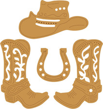 Cowboy Dies Cutting Stencil Set for Paper Scrapbooking Card Crafting, Steel Meta