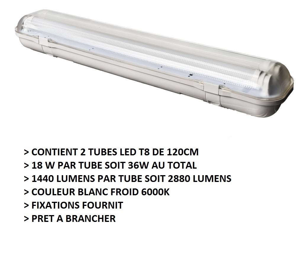 Réglette double tube LED T8 36W blanc froid pour éclairer efficacement un atelier de bricolage