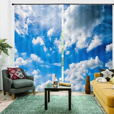 Avenue White Cloud 3D Curtain Blockout Photo Printing Curtains Drape Fabric