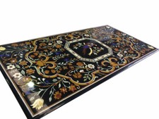 122cm x 61cm Marbre Noir Table Top Pierre Art Fait Pièce Décor