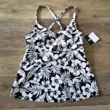 NWT Land's End Tropical Print Tulip Hem Tankini Swim Top Size Small